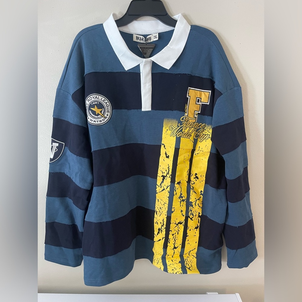 Striped Long Sleeve Rugby Shirt